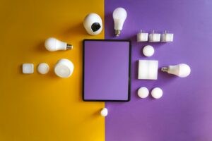 Smart home devices on a table.