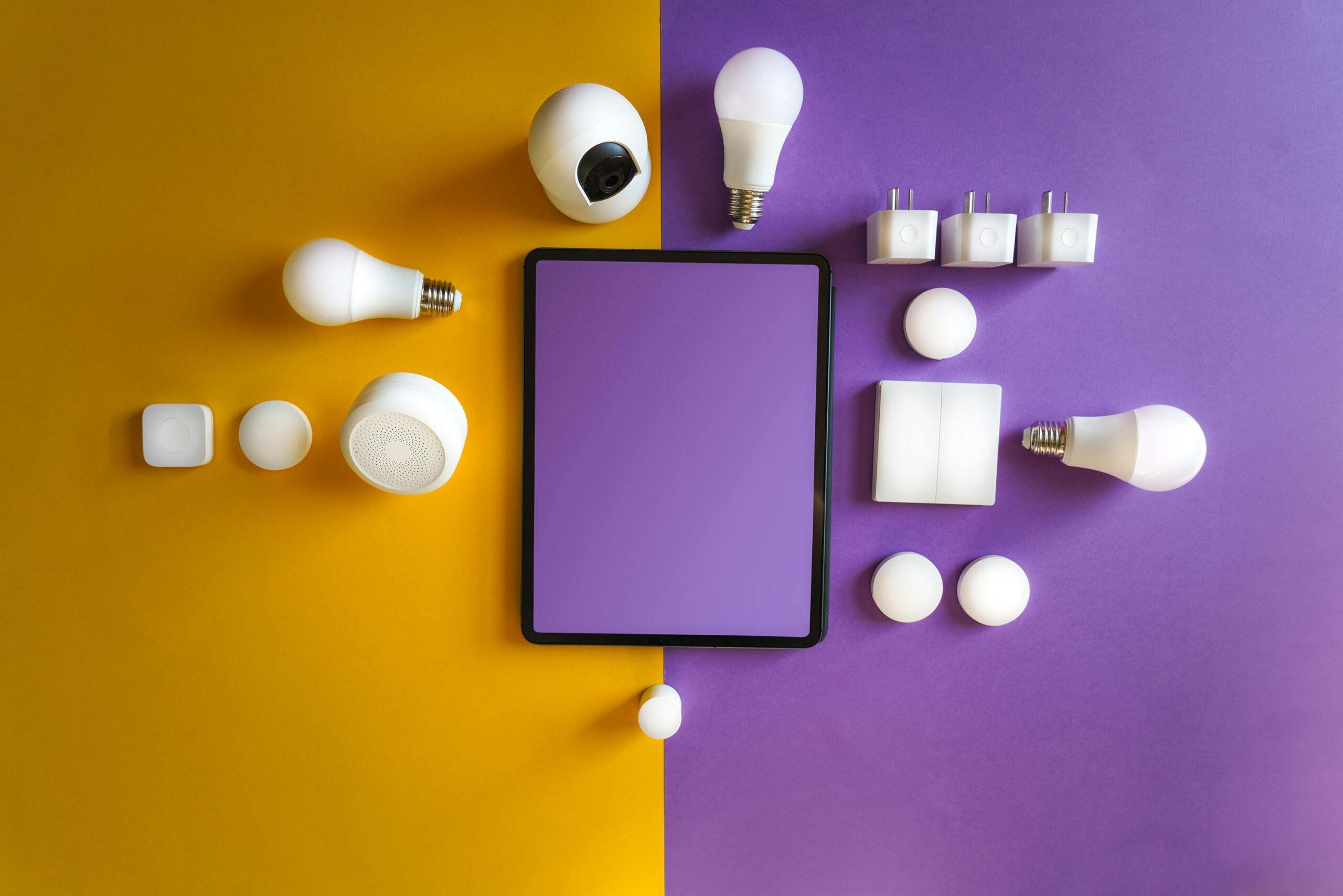 Smart home devices on a table.
